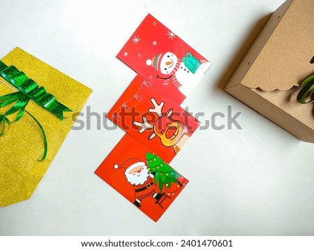 Christmas theme envelope and gift box. Gift for christmas concept