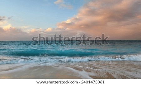 Beautiful blue waves crashing over the white Grace Bay sand in Providenciales, Turks and Caicos Royalty-Free Stock Photo #2401473061