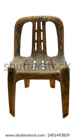 Old yellow plastic furniture with accumulated mold stains that have adhered until hardened. Object for background and textured.