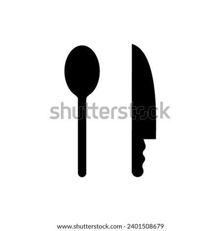 Kitchen toolspoon and knife icon onwhite backgroind Royalty-Free Stock Photo #2401508679