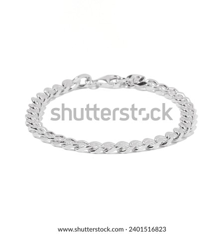 Sterling Silver chain link bracelet on white background