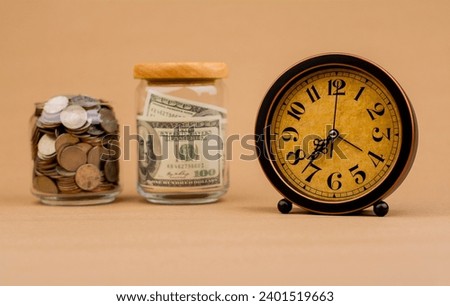 Savings in a glass bottle Banking Finance Financial income, cash flow, savings, money and time