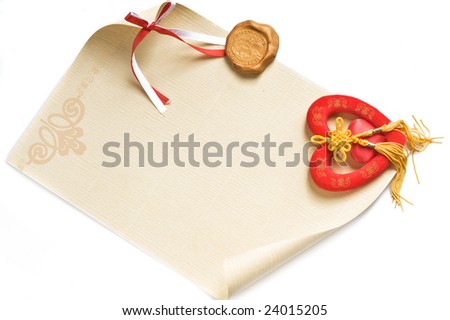 paper with heart and stamp