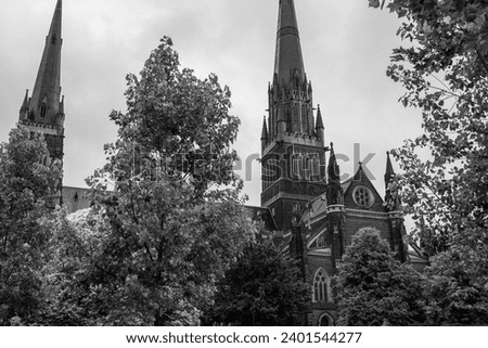 St Paul's Cathedral in Melbourne, Australia in Black and White