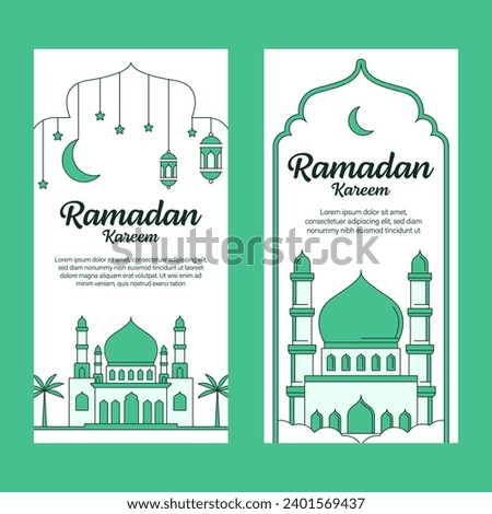 ramadan kareem banner template vector design with line art or monoline style
