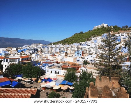 Amazing view of the streets in the blue city of Chefchaouen, in Morocco, Africa.  Beautiful Artistic picture.