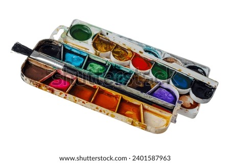 Watercolor paints for drawing and painting water paints for artists fine arts teaching children's creativity close-up