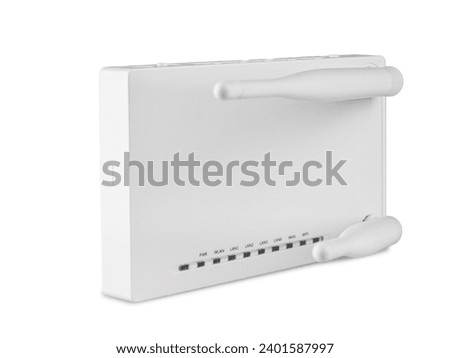 Wi-Fi router wireless Internet transmitter in the office and at home, isolated on white background, close up