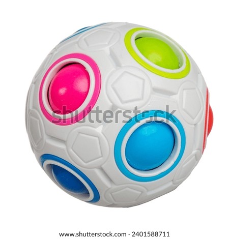 Orbo ball children's toy for the development of logic and motor skills isolated on a white background close-up