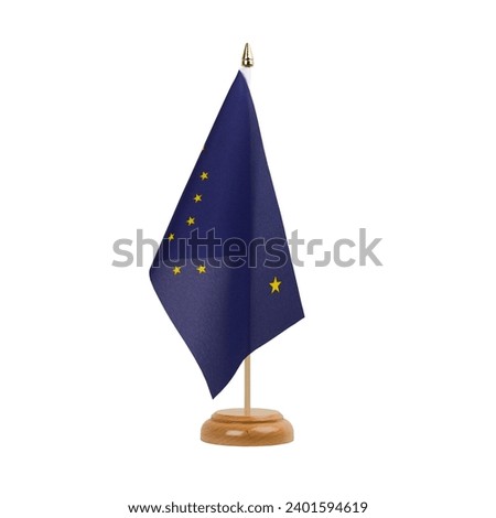 Alaska Flag, small wooden alaskan table flag, isolated on white background