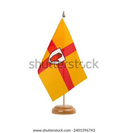 Ulster Flag, small wooden irish table flag, isolated on white background