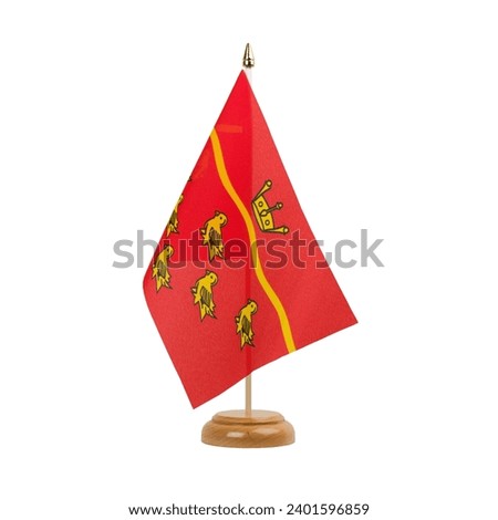 East Sussex Flag, small wooden table flag, isolated on white background