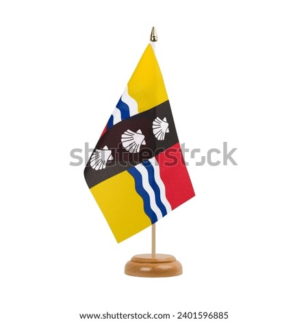 Bedfordshire Flag, small wooden british table flag, isolated on white background