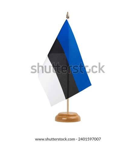 Estonia Flag, small wooden estonian table flag, isolated on white background