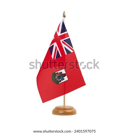Bermuda Flag, small wooden bermudan table flag, isolated on white background