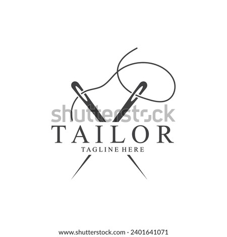Tailor Logo  Needle  Thread Vector Design  vintage logo