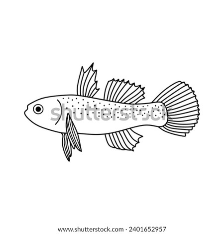 Hand drawn Cartoon Vector illustration freshwater goby fish icon Isolated on White Background