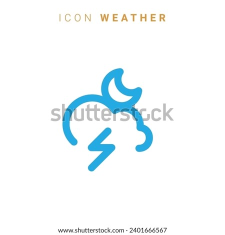 Weather line icons. Sun, rain, thunder storm, dew, wind, snow cloud, night sky minimal vector illustrations. Simple flat outline signs for web.