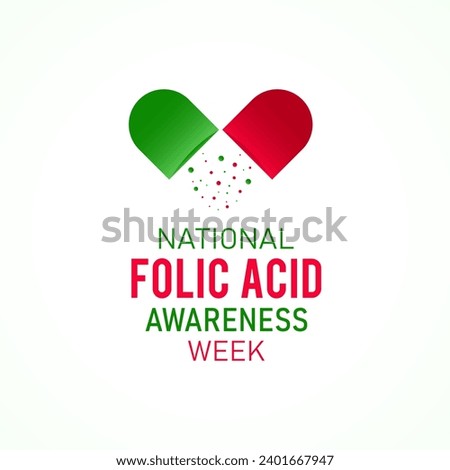 National Folic Acid Awareness Week. January is National Folic Acid Awareness Week. Vector template for banner, greeting card, poster with background. 