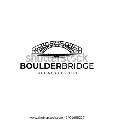 Boulder Bridge Logo, Stone bridge logo in outline art design style