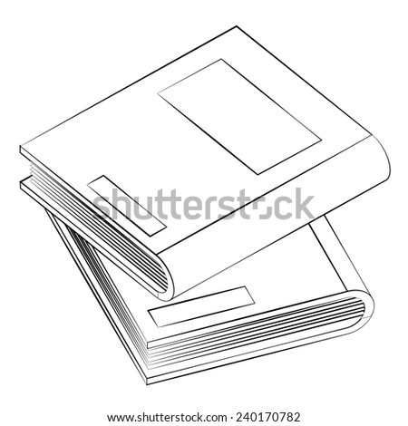 Black outline vector Book on white background.
