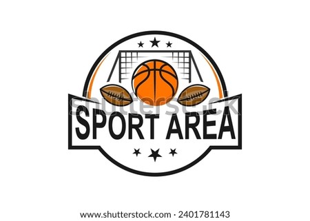 Sports stadium arena Rugby ball, basketball football icon illustration logo design.