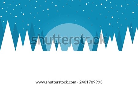 Winter background with snowflakes and Christmas tree on the snow ground. Use this design to make postcards, posters, backdrops, banner, wallpaper or anything else.
