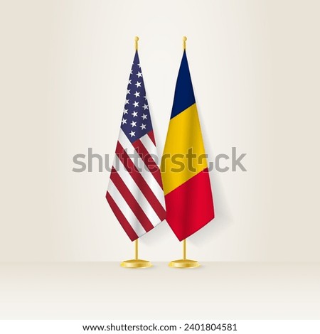 United States and Chad national flag on a light background. Vector illustration.