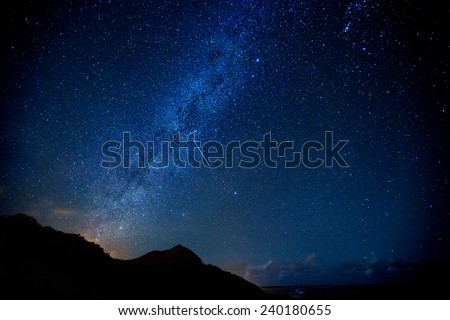 The Milky Way during the Leonid meteor shower as one shooting star passes through Royalty-Free Stock Photo #240180655