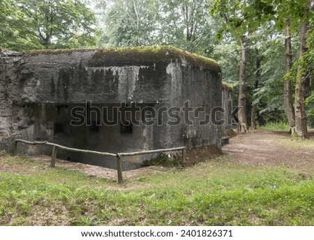 Infantry blockhouse and fortress MO-S 11 made from concrete built in World War II in Czech Republic near Silherovice Royalty-Free Stock Photo #2401826371