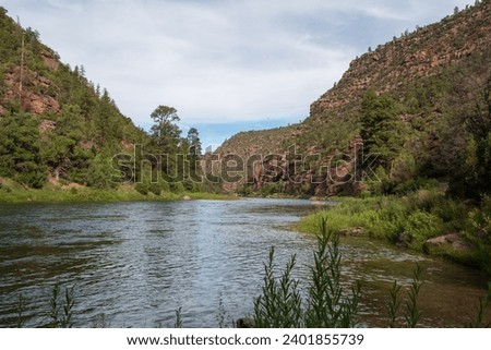 Picture of the Green river near Flaming Gorge, during the summer on a cloudy day