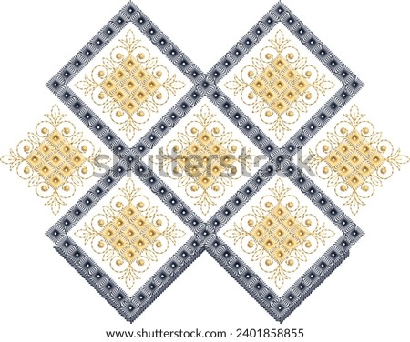 Fantasy flowers in retro, vintage, jacobean embroidery style. Embroidery imitation isolated on white background. Vector illustration. Set of elements motif and borders for design, clip art top perform