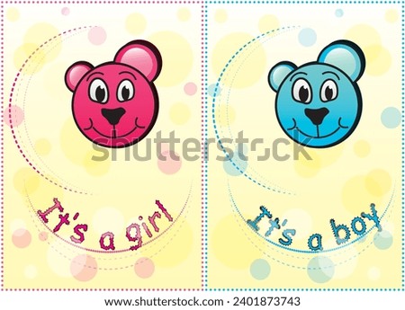 Cards for newborn girl and boy colorful simple shapes colorful illustrations