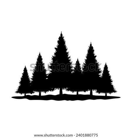Coniferous forest icon. Spruce, tree. Black silhouette. Front side view. Vector simple flat graphic illustration. Isolated object on a white background. Isolate.
