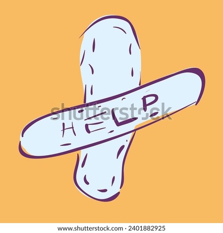 two glued patches in a flat style in vector. a call for help. image for poster sticker postcard print