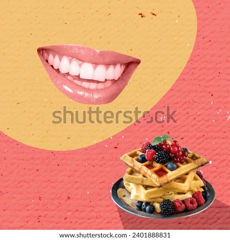 Tasty Food Creative Collage. Art Poster. Textured Background.