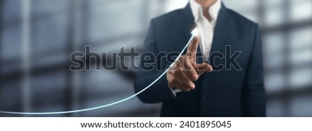 Investment concept,businessman with chart financial symbols coming from hand