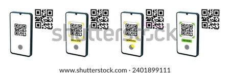 QR code scanning with phone for financial operation. Payment with web verification and link encrypted to qrcode. Easy money transfer for rental or retail