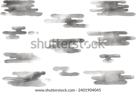 Japanese-style clouds and mist illustration with brushstroke
