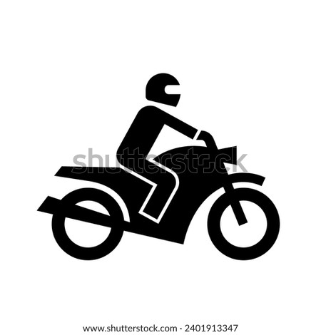 Motorcycle and rider monochrome icon.