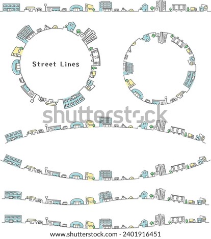 Clip art of street line and decorative frame of town