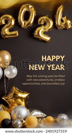 Happy new year 2024 wishing card 2024 Royalty-Free Stock Photo #2401927319