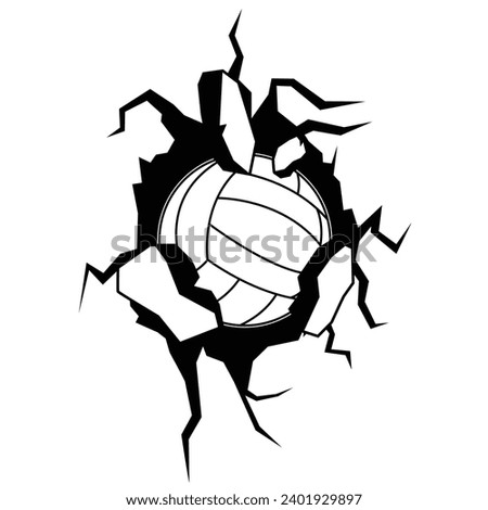 Volley ball smashing wall vector illustration. 