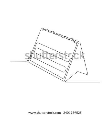 One line table calendar continuous vector  art drawing and single outline illustration