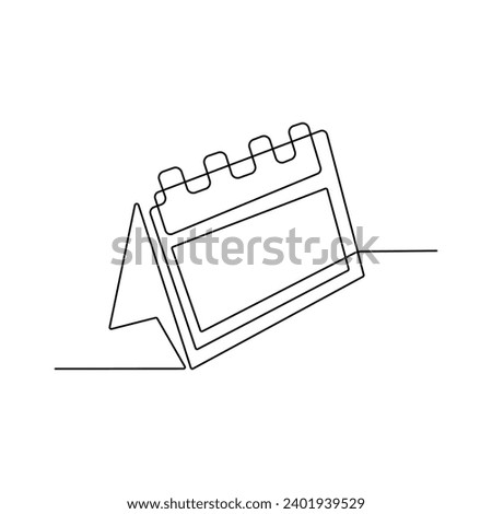 One line table calendar continuous vector  art drawing and single outline illustration