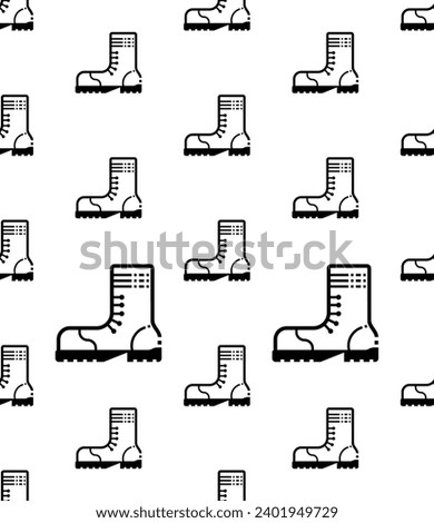 Army Boot Icon Seamless Pattern, Combat Leather Boot, Para Trooper, Tactical Military Boot Vector Art Illustration