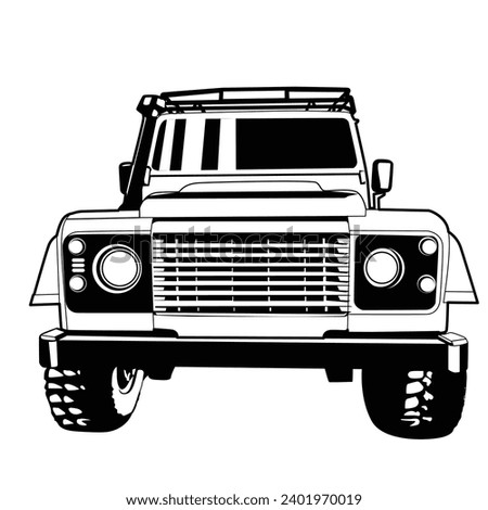 SUV off road car clip art vector line art illustration 