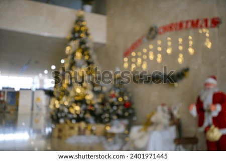Royalty high quality free stock photo of abstract blur and defocused Christmas tree with a lot of decoration on cool tone