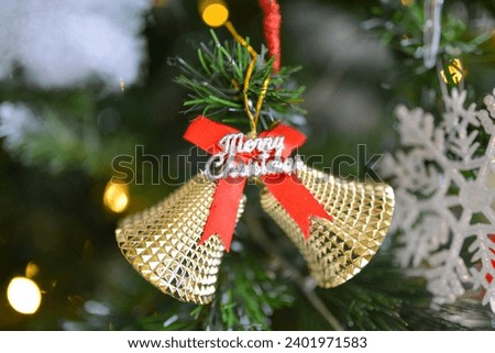 Royalty high quality free stock photo of Christmas tree with a lot of decoration on cool tone