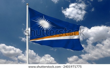 Marshall Islands flag waving  beautiful sky. Marshall Islands flag for independence day Royalty-Free Stock Photo #2401971775